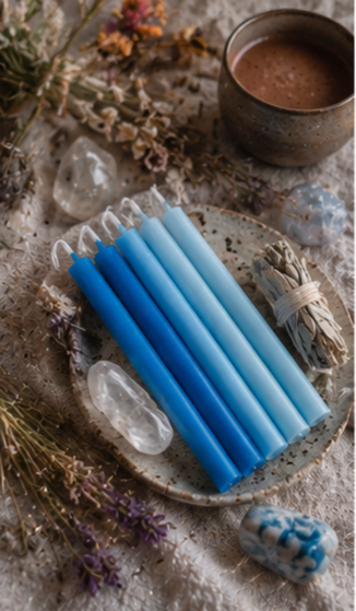 10 stk. Mayan Candles ~ blå (beskyttelse fra Moder Jord & Fader Himmel)